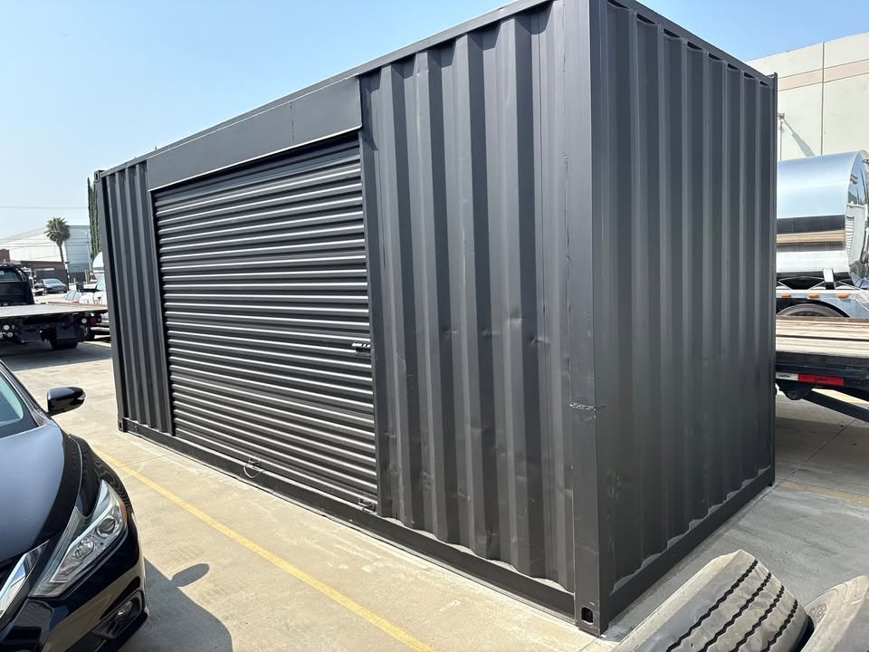 20ft Shipping Container – Matte Black w/ 12’ Side Roll-Up Door - Image 3